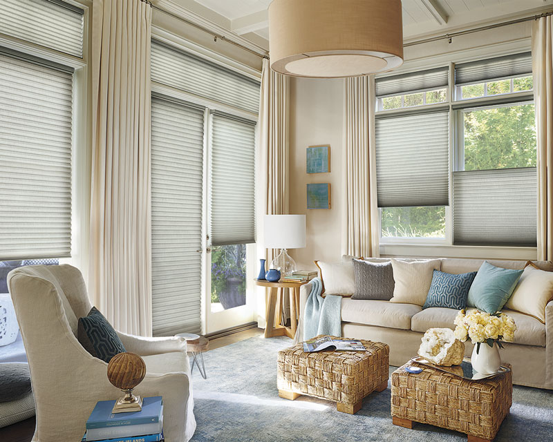 Hunter Douglas Alustra® Collection of Duette Architella® in a nicely designed family room